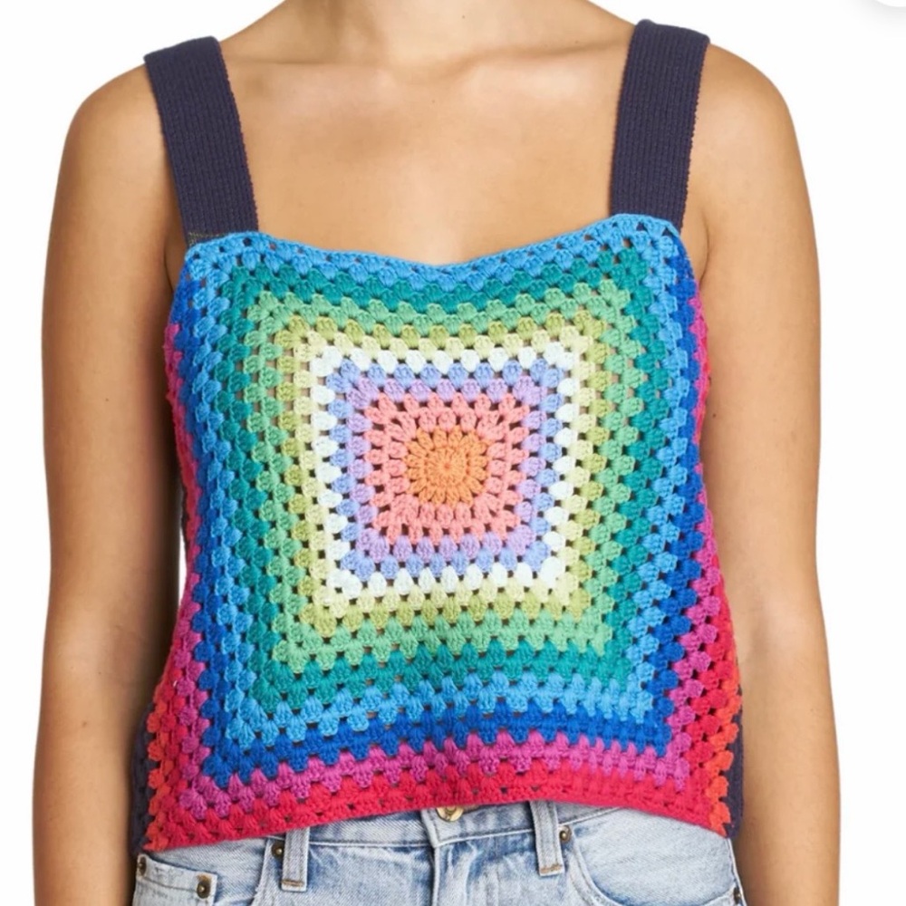 PISTOLA
VIVIENNE CROCHET SWEATER TANK IN NAVY RAINBOW